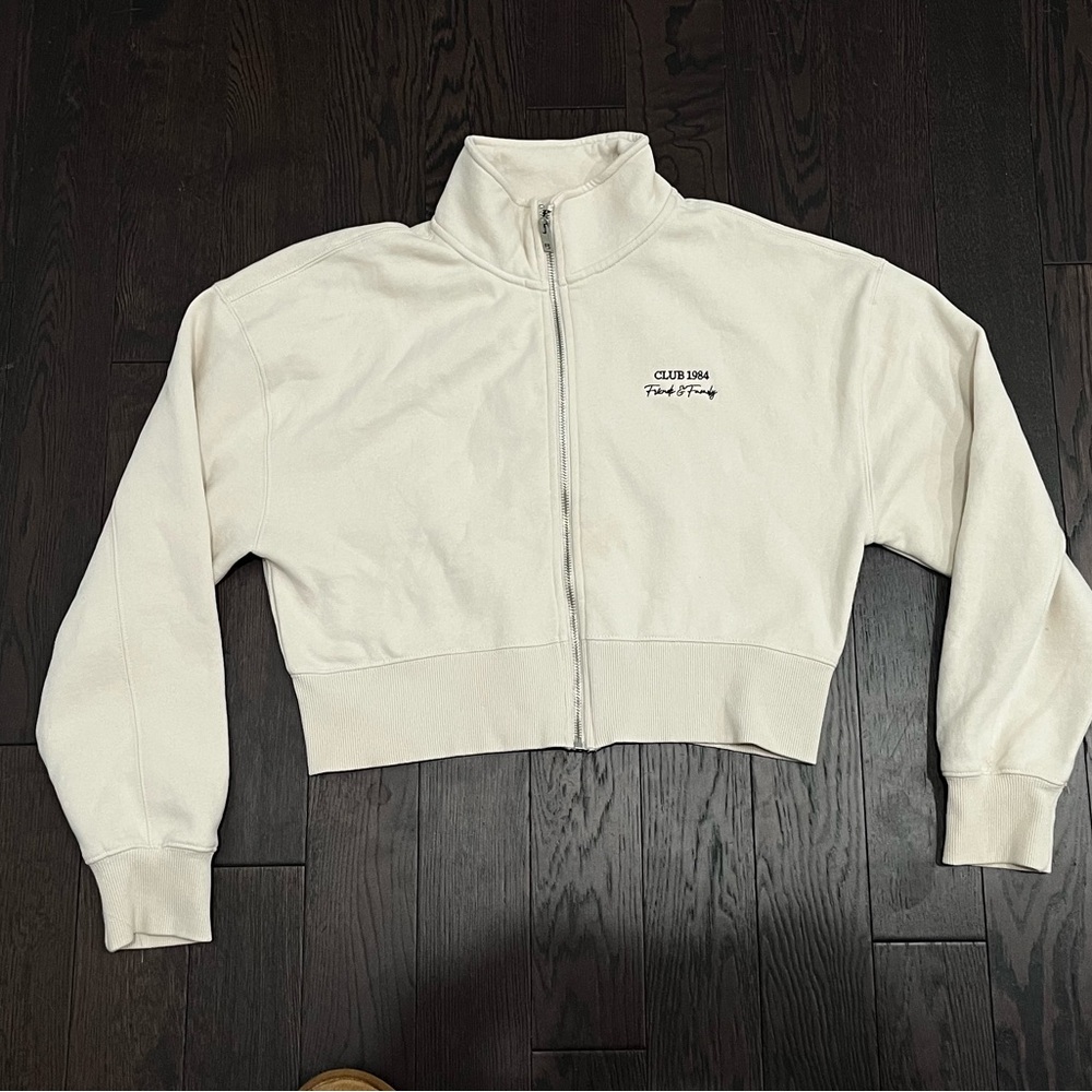 Dynamite ~ cream cropped zip up motar sweater